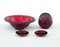 Rotes Skandinavisches Kunstglas von Monica Bratt, 1950er, 4er Set 3