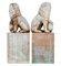 Lions Sculptés en Bois Massif, Set de 2 3