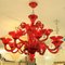Lámpara de araña Campari roja con 12 luces venecianas de Cendese, años 70, Imagen 3