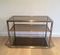 Brushed Metal and Glass Console Table, 1970s, Image 1