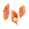 Lampe à Suspension Vintage en Plastique Orange et Métal, 1960s 1