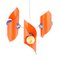 Vintage Pendant Light in Orange Plastic and Metal, 1960s 1