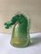 Green Glass and Gold Leaf Horse Head Sculpture by Flavio Poli for Seguso Vetri d'Arte, 1940s 3