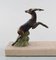 Art Deco Sculpture of Jumping Bucks in Patinated Metal on Marble Base, 1930s 3