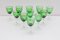 Art of Green Clear Faceted Crystal Wine Glasses from Val Saint Lambert, Belgium, 1920s, Set of 11 2