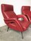 Sillones Mid-Century de cuero sintético rojo y hierro Atribuidos a Carlo de Carli. Juego de 2, Imagen 4