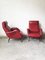 Mid-Century Red Faux Leather and Iron Lounge Chairs Attributed to Carlo de Carli, Set of 2 7