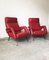 Mid-Century Red Faux Leather and Iron Lounge Chairs Attributed to Carlo de Carli, Set of 2 10
