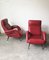 Mid-Century Red Faux Leather and Iron Lounge Chairs Attributed to Carlo de Carli, Set of 2 9