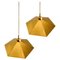Belgian Brass Umbrella Shaped Pendant Lamps, 1970s, Set of 2 1