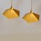 Belgian Brass Umbrella Shaped Pendant Lamps, 1970s, Set of 2 3