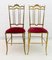 Mid-Century Modern Brass Him & Her Dining Chairs by Gaetano Descalzi for Chiavari, Italy, 1950s, Set of 2 1