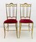 Mid-Century Modern Messing Him & Her Esszimmerstühle von Gaetano Descalzi für Chiavari, Italien, 1950er, 2er Set 1