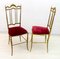 Mid-Century Modern Brass Him & Her Dining Chairs by Gaetano Descalzi for Chiavari, Italy, 1950s, Set of 2 3