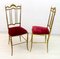 Mid-Century Modern Brass Him & Her Dining Chairs by Gaetano Descalzi for Chiavari, Italy, 1950s, Set of 2, Image 3