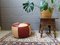 Mid-Century Moroccan Bordeaux Cream Pouf 10