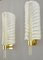 Feather Shaped Glass and Gilt Brass Sconces by André Arbus for Vernones, 1950s, Set of 2 3
