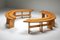 Mid-Century Curved Benches in French Elm from Pierre Chapo, Set of 4 10