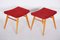 Sgabelli Mid-Century in faggio rosso, anni '60, set di 2, Immagine 4