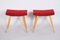 Mid-Century Red Beech Stools, 1960s, Set of 2 6