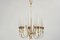 9-Arm Bass and Opaline Glass Chandelier by Angelo Lelli for Arredoluce, 1950s 3