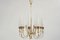 Lámpara de araña de 9 brazos de vidrio opalino y bajo de Angelo Lelli para Arredoluce, años 50, Imagen 3