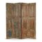 4-Wing Wandschirm aus Holz mit Patina, 1940er 1