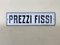 Italian Curved Enamel Metal Prezzi Fissi Fixed Prices Sign, 1930s, Image 3