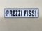 Letrero de Prezzi Fissi italiano de metal curvado y precios fijos, años 30, Imagen 3