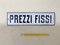 Italian Curved Enamel Metal Prezzi Fissi Fixed Prices Sign, 1930s, Image 2