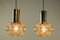 Amber Bubble Glass Pendant Lamps by Helena Tynell for Limburg, 1960s, Set of 2 7