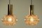 Amber Bubble Glass Pendant Lamps by Helena Tynell for Limburg, 1960s, Set of 2 3