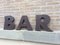 Metal Bar Sign with Letters, 1950s 1