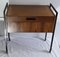 Vintage Walnut Veneer and Black Metal Sewing Table on Wheels, 1970s 2