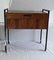 Vintage Walnut Veneer and Black Metal Sewing Table on Wheels, 1970s, Image 1