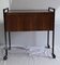 Vintage Walnut Veneer and Black Metal Sewing Table on Wheels, 1970s 5