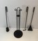 French Black Lacquered Fireplace Tools Set, 1970s 4
