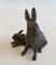 Small Bronze Figure of Rabbit and Kit, 1880s 1