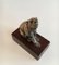 Ceramic Bear on Wood Base, 1900s 5