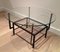 French Lacquered Metal and Brass Small Coffee Table with Round Glass Top, 1970s 2