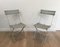 Leather and Lacquered Metal Folding Chairs, Italian, 1970s, Set of 2 1