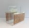 French Acrylic Glass, Brass and Encrusted Cane Magazine Racks, 1970s, Set of 2 1