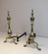 19th Century Neo-Gothic Bronze and Wrought Iron Andirons, France, Set of 2 1