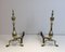 19th Century Neo-Gothic Bronze and Wrought Iron Andirons, France, Set of 2 3