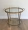 French Oval Brass Drinks Trolley with Removable Top Tray, 1950s, Image 1