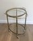 French Oval Brass Drinks Trolley with Removable Top Tray, 1950s 4