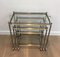 French Neo-Classical Style Silvered Brass Nesting Tablers on Casters from Maison Bagués, 1940s, Set of 3 5