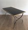 Neo-Classical Style Brushed Steel and Brass Coffee Table, 1940s, Image 2