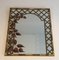 Decorative Faux Bamboo Gilt Wood Mirror with Printed Floral Decor, 1970s 1