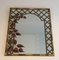 Decorative Faux Bamboo Gilt Wood Mirror with Printed Floral Decor, 1970s, Image 1